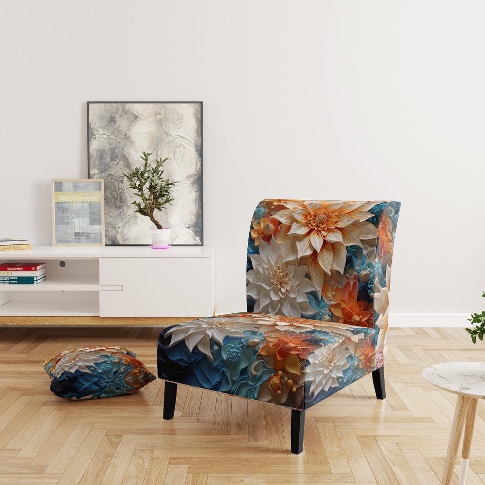 Yellow Beige Abstract Fractal Infinite Symphony - Modern Accent Side Chair