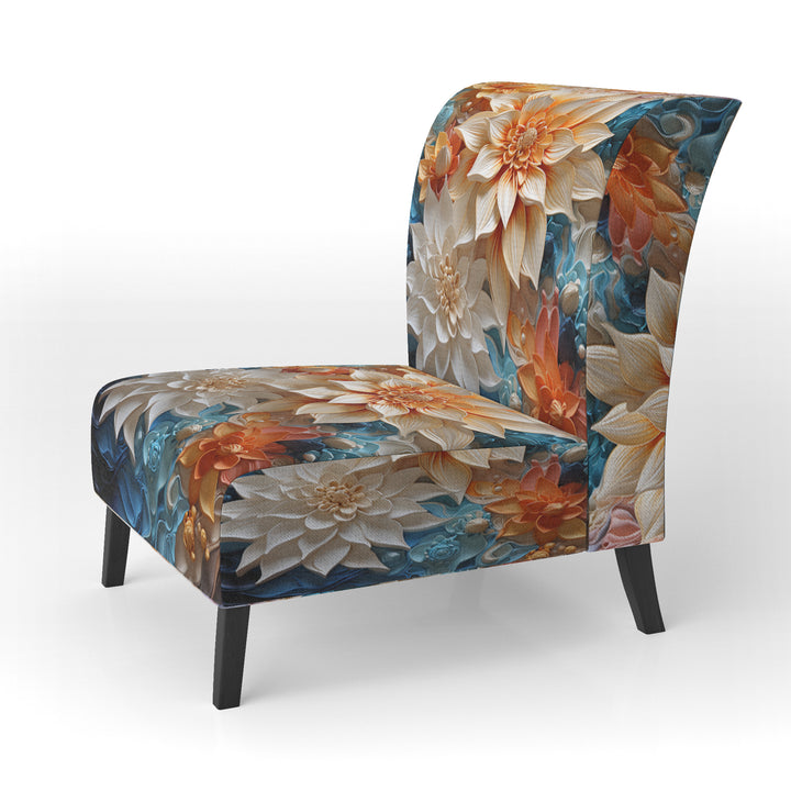 Yellow Beige Abstract Fractal Infinite Symphony - Modern Accent Side Chair