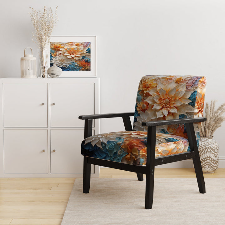 Yellow Beige Abstract Fractal Infinite Symphony - Modern Accent Side Chair