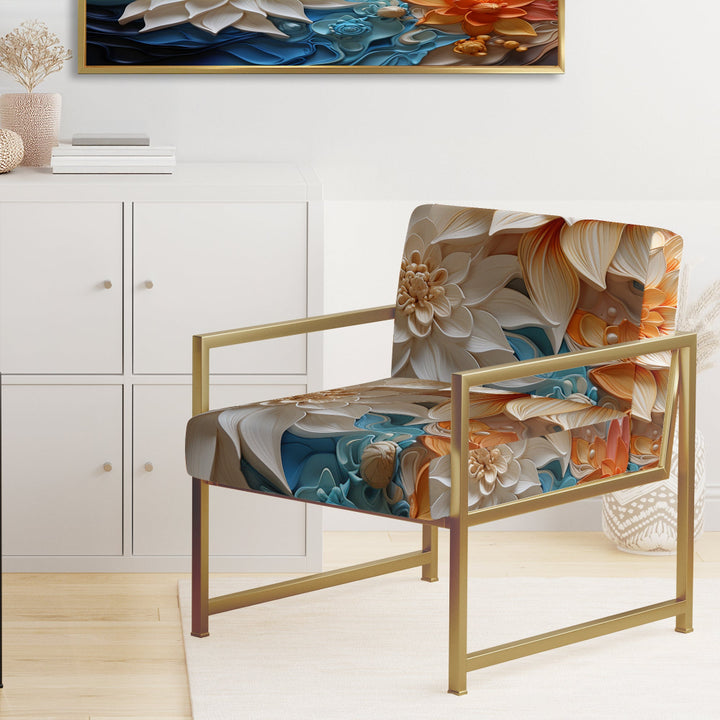 Yellow Beige Abstract Fractal Infinite Symphony - Modern Accent Side Chair