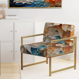 Yellow Beige Abstract Fractal Infinite Symphony - Modern Accent Side Chair