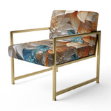 Yellow Beige Abstract Fractal Infinite Symphony - Modern Accent Side Chair