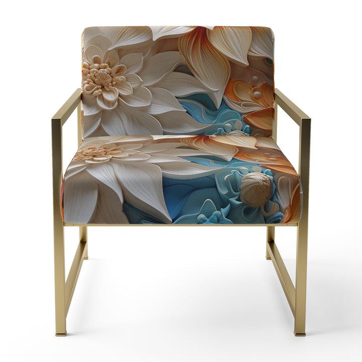 Yellow Beige Abstract Fractal Infinite Symphony - Modern Accent Side Chair