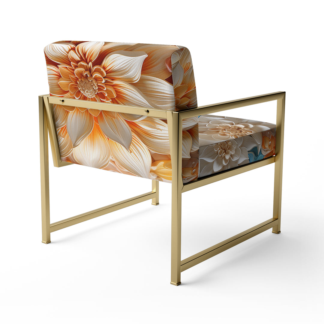 Yellow Beige Abstract Fractal Infinite Symphony - Modern Accent Side Chair