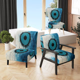 White Blue Minimalism Moon - Upholstered Modern Accent Chairs