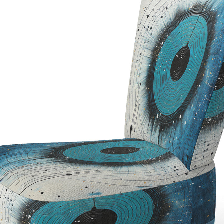 White Blue Minimalism Moon - Upholstered Modern Accent Chairs