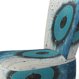 White Blue Minimalism Moon - Upholstered Modern Accent Chairs