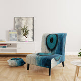 White Blue Minimalism Moon - Upholstered Modern Accent Chairs