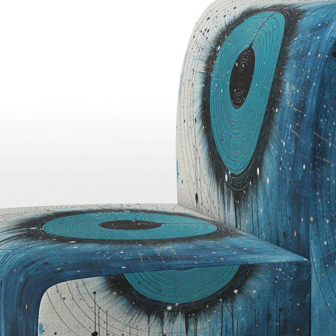 White Blue Minimalism Moon - Upholstered Modern Accent Chairs