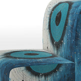 White Blue Minimalism Moon - Upholstered Modern Accent Chairs