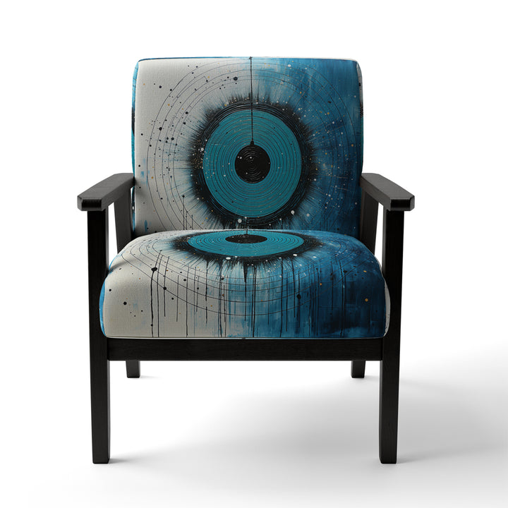 White Blue Minimalism Moon - Upholstered Modern Accent Chairs