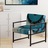 White Blue Minimalism Moon - Upholstered Modern Accent Chairs