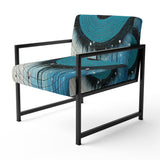White Blue Minimalism Moon - Upholstered Modern Accent Chairs