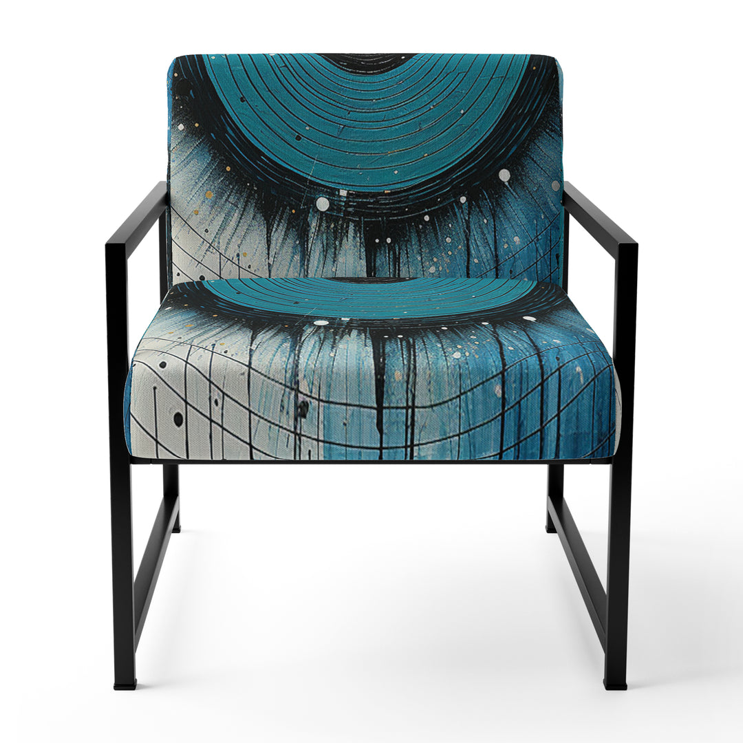 White Blue Minimalism Moon - Upholstered Modern Accent Chairs