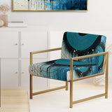 White Blue Minimalism Moon - Upholstered Modern Accent Chairs
