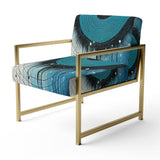 White Blue Minimalism Moon - Upholstered Modern Accent Chairs