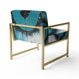 White Blue Minimalism Moon - Upholstered Modern Accent Chairs