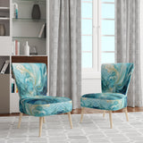 Harmony of A Blue and Gold Swirl - Modern Arm Chair