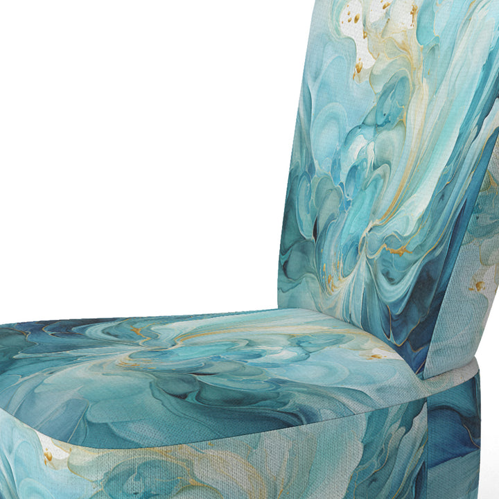 Harmony of A Blue and Gold Swirl - Modern Arm Chair