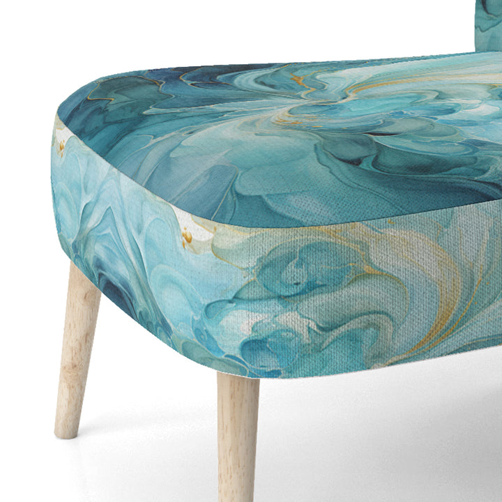 Harmony of A Blue and Gold Swirl - Modern Arm Chair