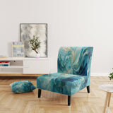 Harmony of A Blue and Gold Swirl - Modern Arm Chair