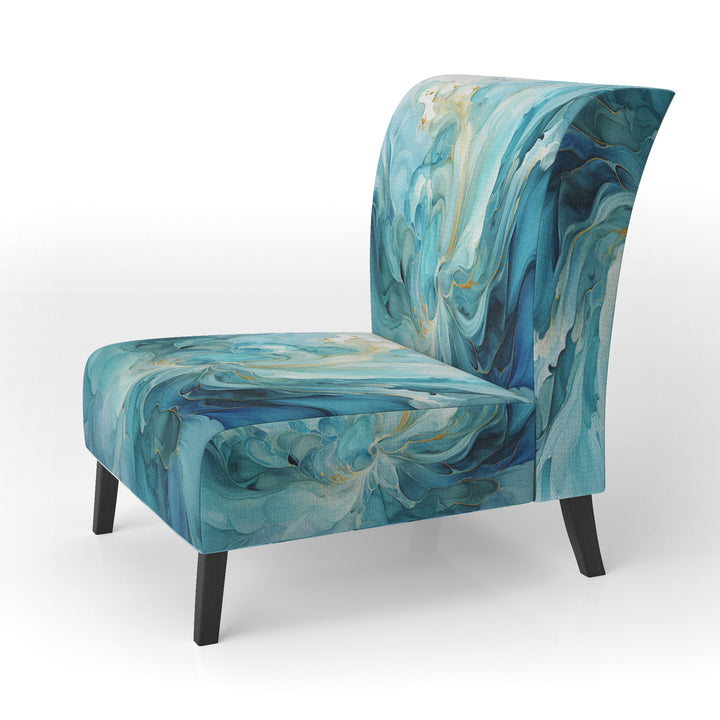 Harmony of A Blue and Gold Swirl - Modern Arm Chair