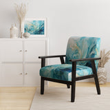 Harmony of A Blue and Gold Swirl - Modern Arm Chair