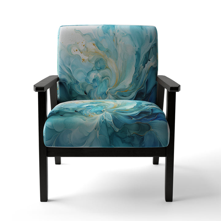 Harmony of A Blue and Gold Swirl - Modern Arm Chair