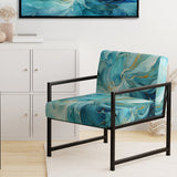 Harmony of A Blue and Gold Swirl - Modern Arm Chair