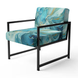 Harmony of A Blue and Gold Swirl - Modern Arm Chair