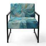 Harmony of A Blue and Gold Swirl - Modern Arm Chair