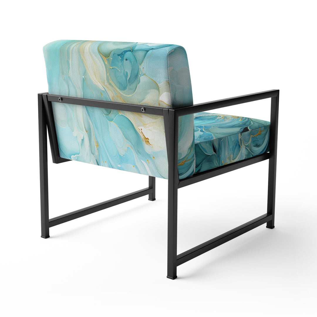 Harmony of A Blue and Gold Swirl - Modern Arm Chair