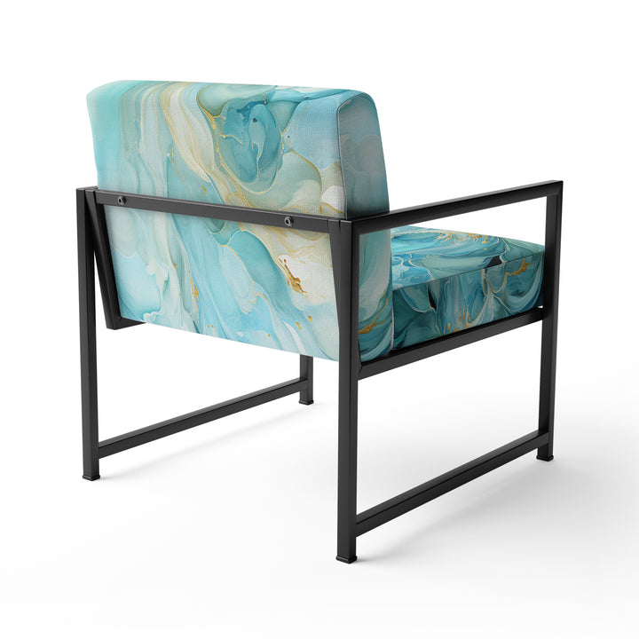 Harmony of A Blue and Gold Swirl - Modern Arm Chair
