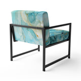 Harmony of A Blue and Gold Swirl - Modern Arm Chair