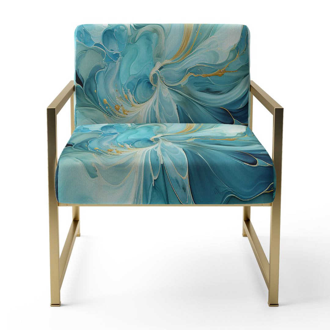 Harmony of A Blue and Gold Swirl - Modern Arm Chair