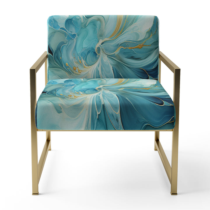 Harmony of A Blue and Gold Swirl - Modern Arm Chair