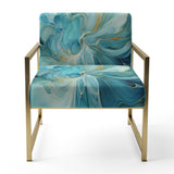 Harmony of A Blue and Gold Swirl - Modern Arm Chair