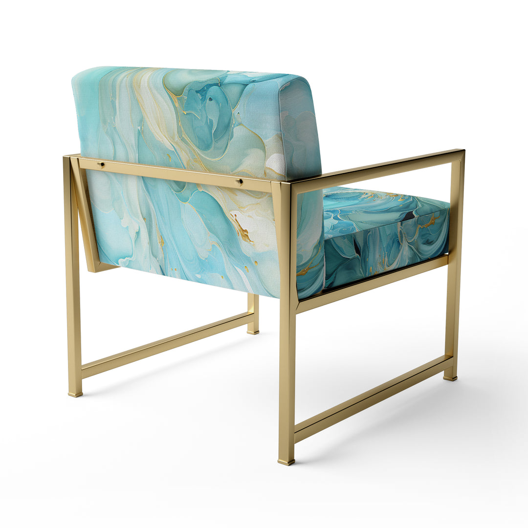 Harmony of A Blue and Gold Swirl - Modern Arm Chair