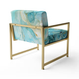 Harmony of A Blue and Gold Swirl - Modern Arm Chair