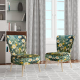 Teal White Buttercups Buttercup Meadow - Traditional Accent Side Chair