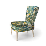 Teal White Buttercups Buttercup Meadow - Traditional Accent Side Chair
