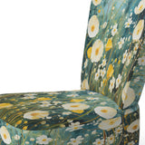 Teal White Buttercups Buttercup Meadow - Traditional Accent Side Chair