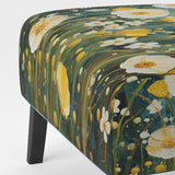 Teal White Buttercups Buttercup Meadow - Traditional Accent Side Chair