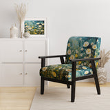 Teal White Buttercups Buttercup Meadow - Traditional Accent Side Chair