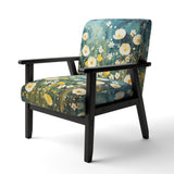 Teal White Buttercups Buttercup Meadow - Traditional Accent Side Chair