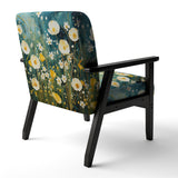 Teal White Buttercups Buttercup Meadow - Traditional Accent Side Chair