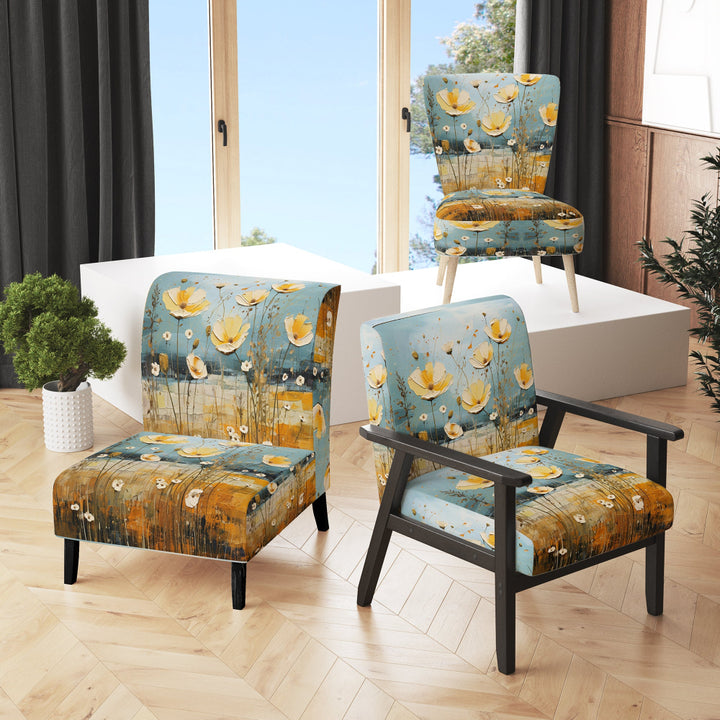 Yellow Buttercups Buttercup Meadow - Traditional Accent Slipper Chair