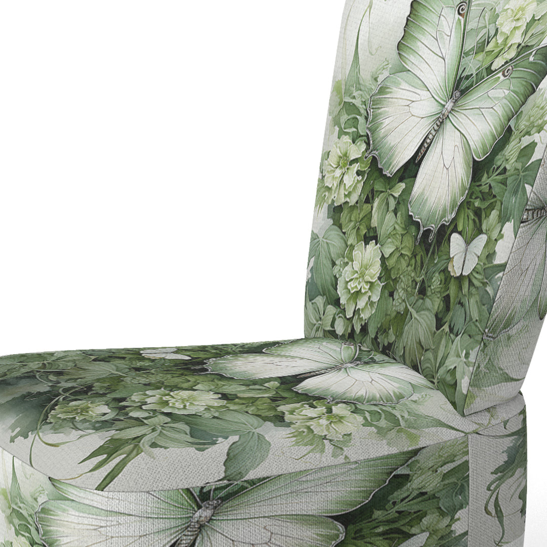 Green Butterfly Whirling Beauty - Upholstered Modern Accent Chairs
