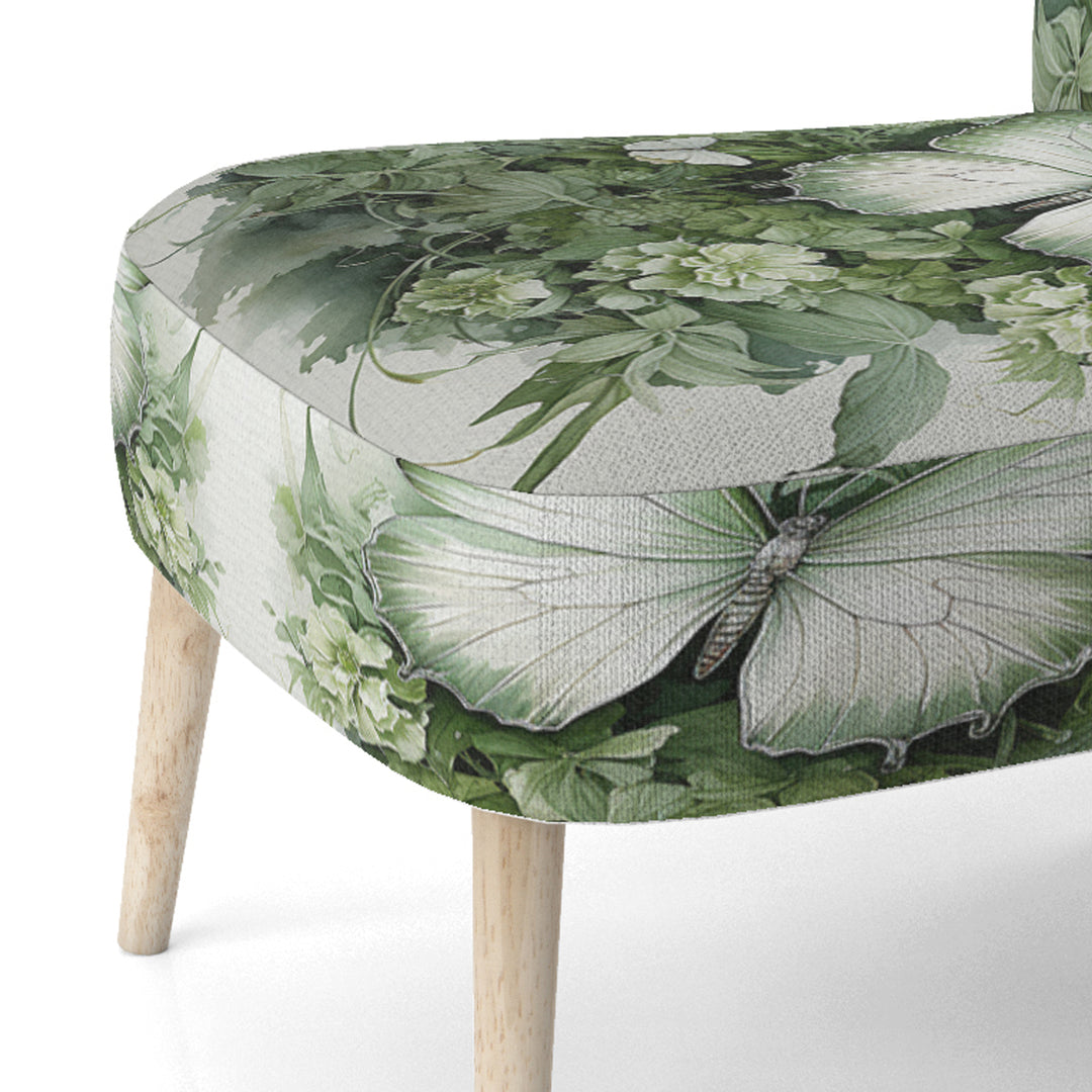 Green Butterfly Whirling Beauty - Upholstered Modern Accent Chairs