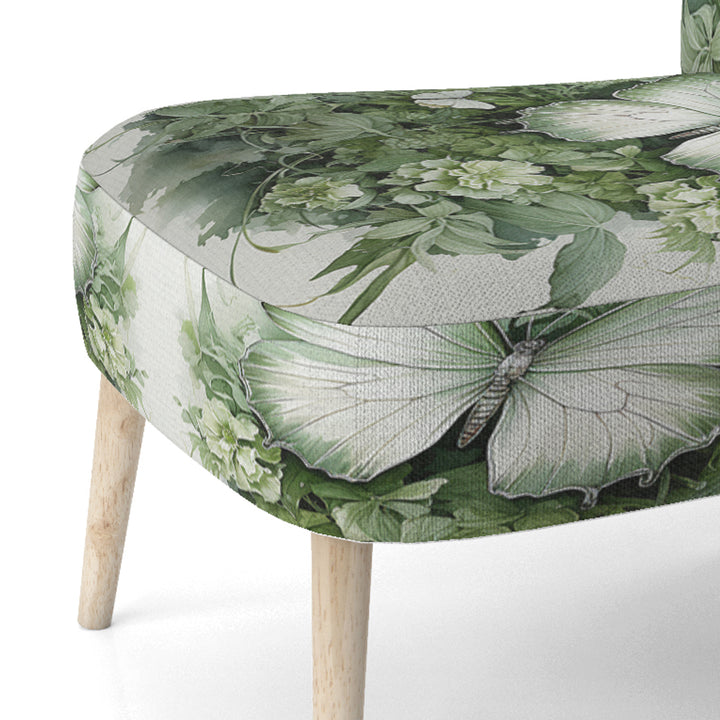 Green Butterfly Whirling Beauty - Upholstered Modern Accent Chairs